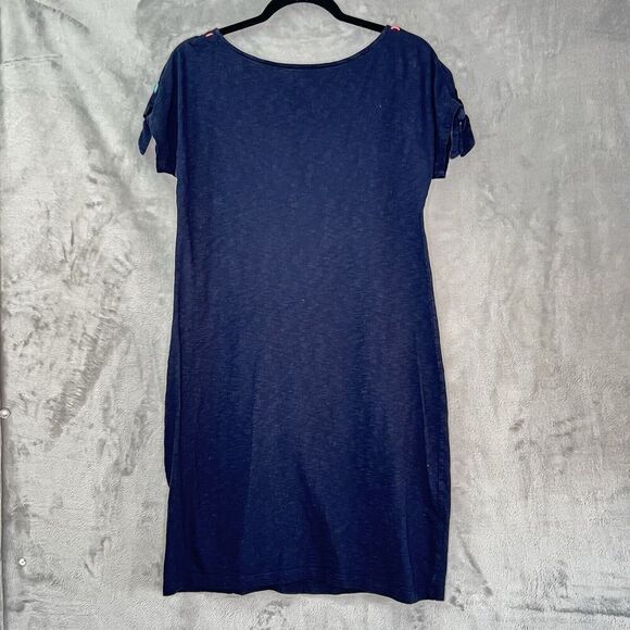 Talbot Embroidered Shift Dress Nantucket Slub Cotton Navy Sz MP Business Casual - Picture 3 of 12